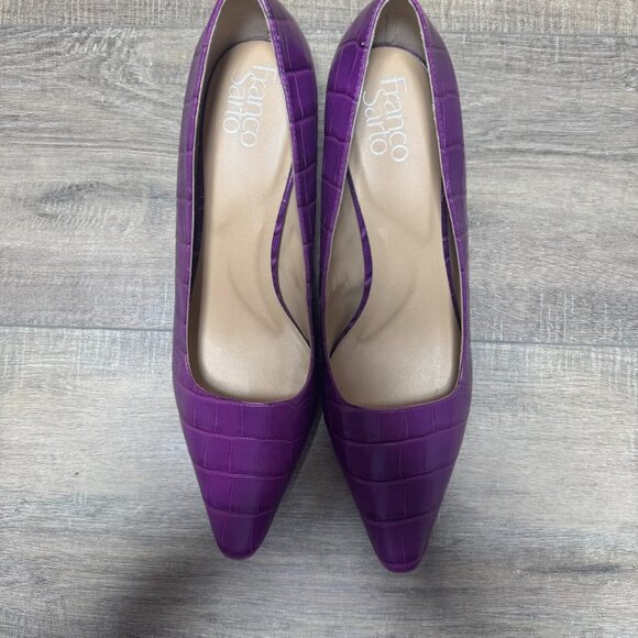 Franco Sarto Samira Violet Embossed Leather Pointed Toe Heels Women's Size 9.5 - Picture 2 of 8